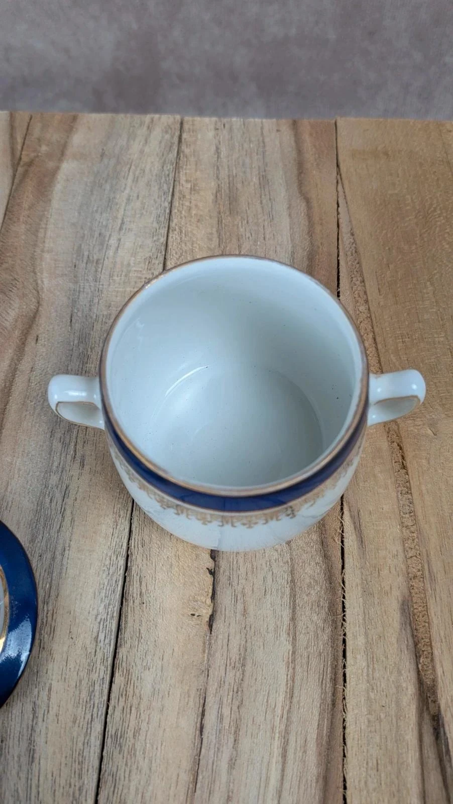 Kleine Limoges France blauwe en gouden porseleinen doosje – photo 3